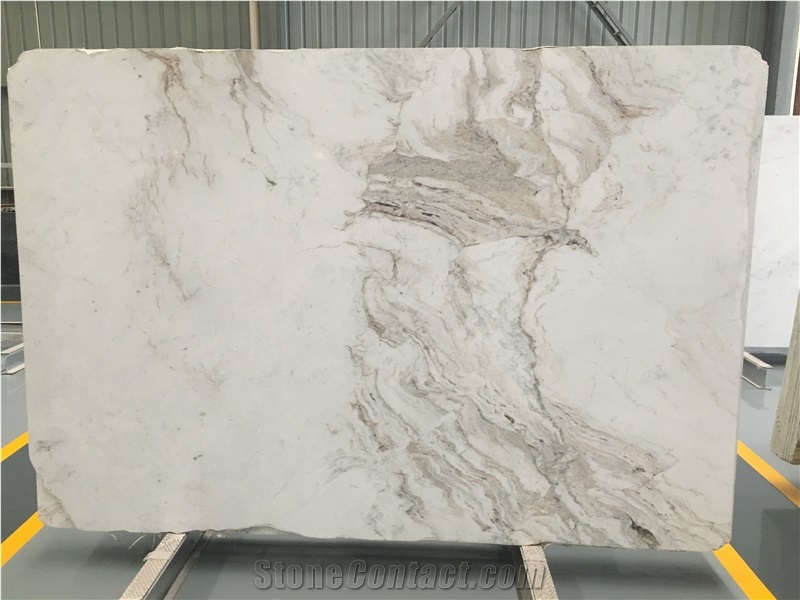 Polished White North Pearl Marble Pattern and Slab