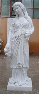 Pure White Marble Human Statue,Women Sculptured
