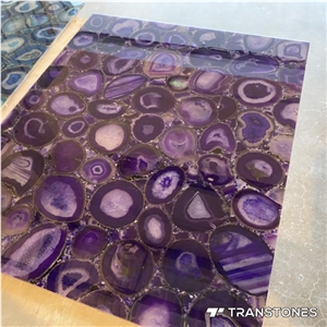 Purple Polished Real Agate Wall Panel Slabs