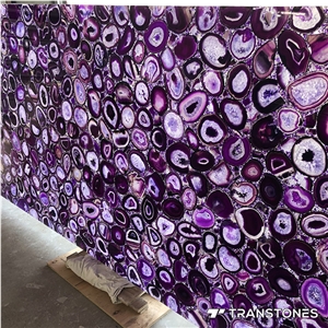 Purple Real Agate Semiprecious Stone Slab