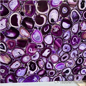 Purple Real Agate Semiprecious Stone Slab