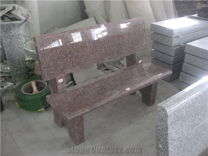 Red Granite Cemetery Usage Outdoor Bench
