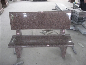 Red Granite Cemetery Usage Outdoor Bench