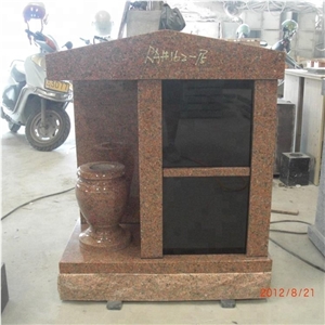 Red Granite Columbarium Niche with Flower Vase