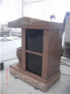 Red Granite Columbarium Niche with Flower Vase