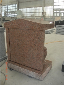 Red Granite Columbarium Niche with Flower Vase