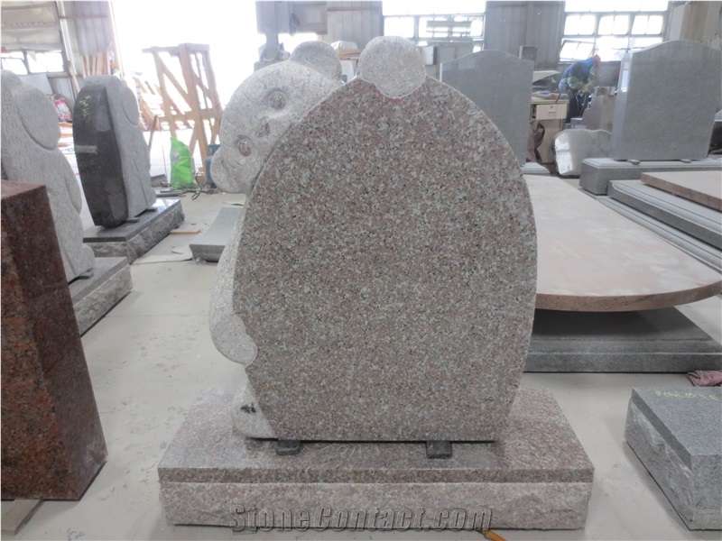 Red Granite Teddy Bear Headstone