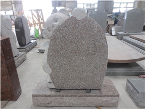 Red Granite Teddy Bear Headstone