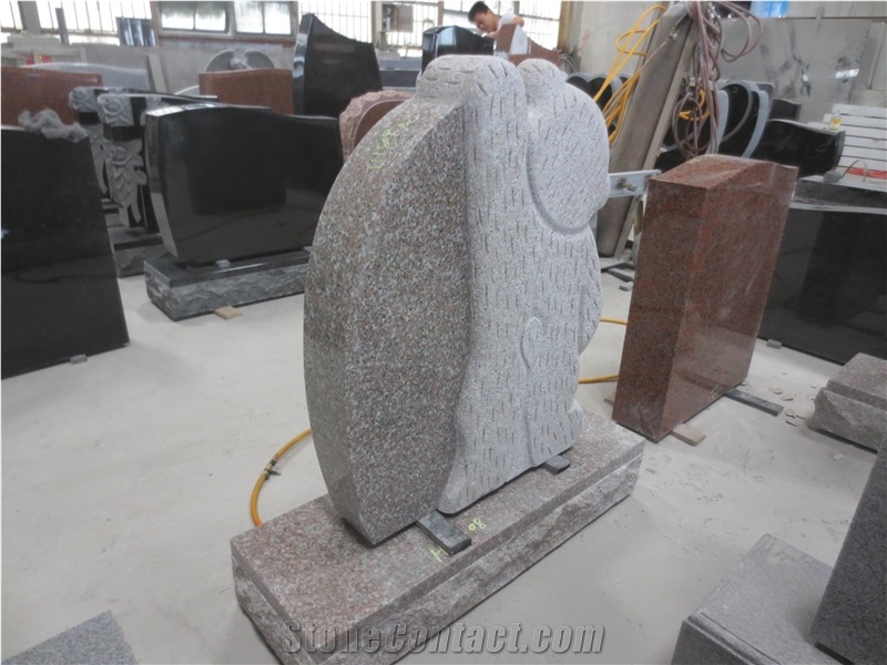 Red Granite Teddy Bear Headstone