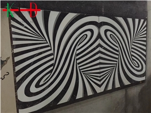 Reverse Black & White Waterjet Medallion Tiles