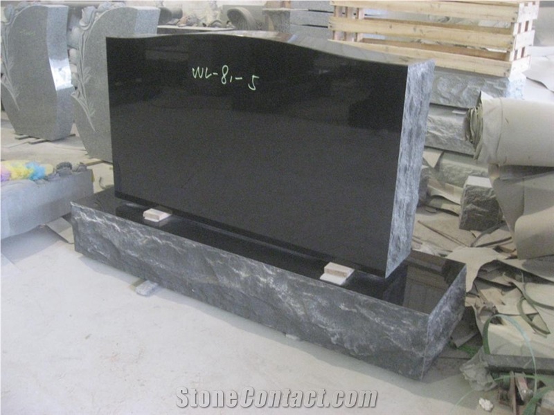 Simple Modern Shanxi Black Granite Tombstone