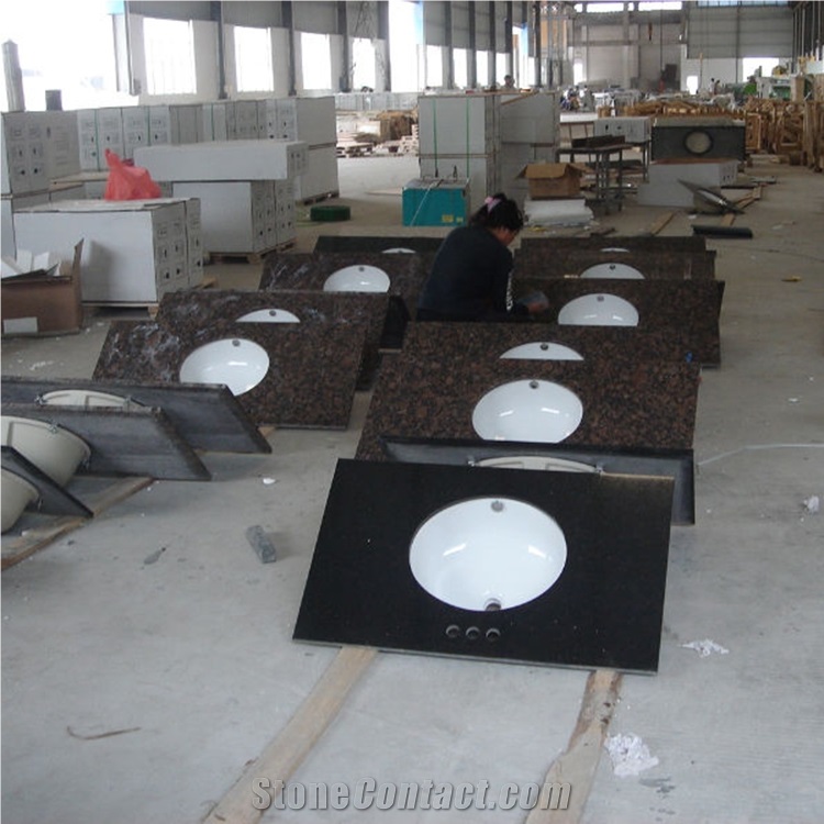 Solid Surface Brown Granite Bathroom Countertop