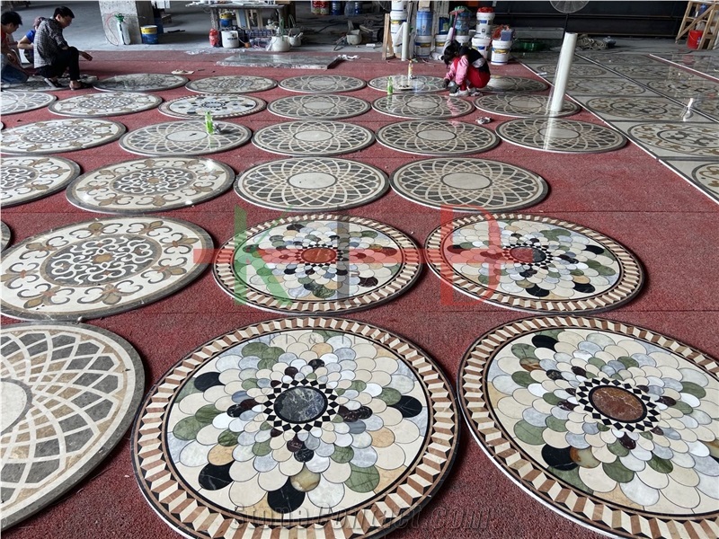 Square Polished Water Jet Marble Pattern
