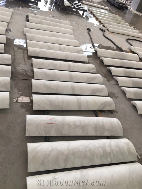 Statuario White Marble Column Cover Curve Arc Tile