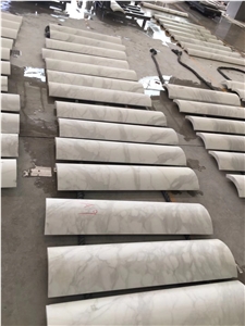 Statuario White Marble Column Cover Curve Arc Tile