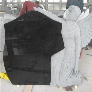 Stone Tombstone with Angel for Modern Burial