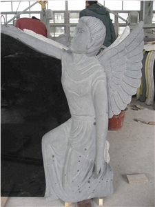 Stone Tombstone with Angel for Modern Burial