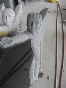 Stone Tombstone with Angel for Modern Burial
