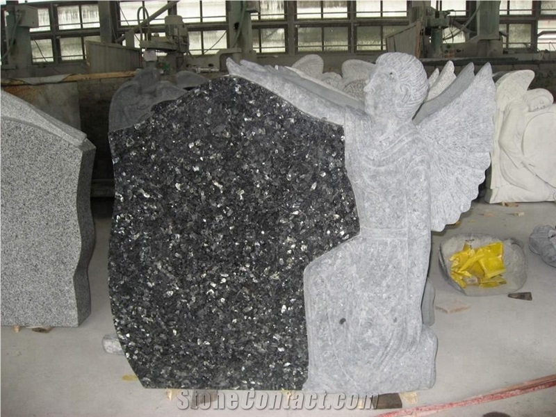 Stone Tombstone with Angel for Modern Burial