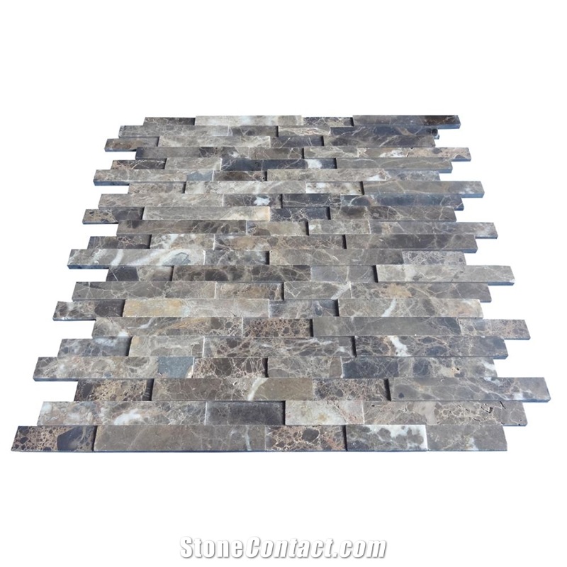 Thick 4mm Dark Emperador Marble Mosaic Wall Tile