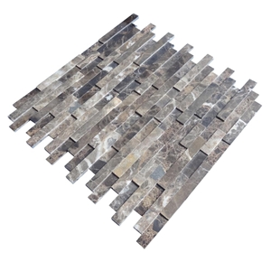 Thick 4mm Dark Emperador Marble Mosaic Wall Tile