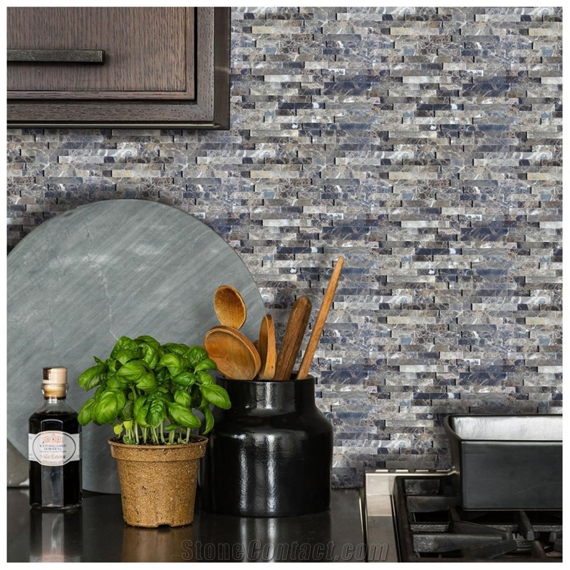 Thick 4mm Dark Emperador Marble Mosaic Wall Tile