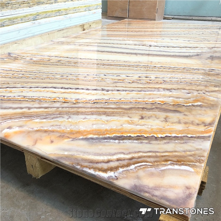 Translucent Polished Onyx Stone Hotel Wall Panel