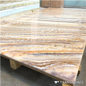 Translucent Polished Onyx Stone Hotel Wall Panel