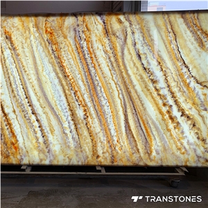 Translucent Polished Onyx Stone Hotel Wall Panel