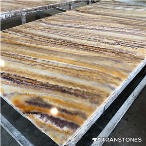 Translucent Polished Onyx Stone Hotel Wall Panel