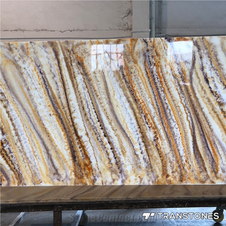 Translucent Polished Onyx Stone Hotel Wall Panel