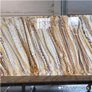 Translucent Polished Onyx Stone Hotel Wall Panel