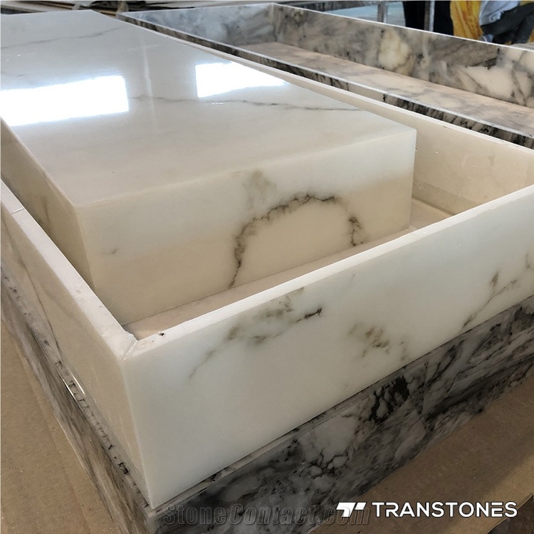 Translucent White Polished Faux Onyx Light Box