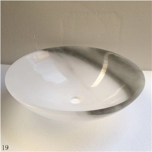 Venato Cloud White Marble Bathroom Wash Sink