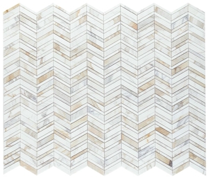 Wave Calacatta Gold 11.5x14 Marble Floor Mosaic