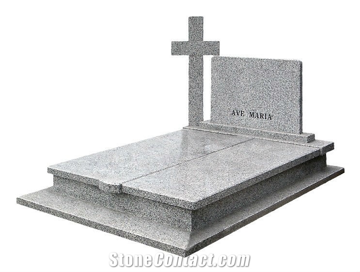White Cross Double Tombstone for Europe Market