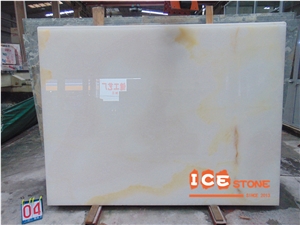 White Golden Jade Onyx Slabs Tiles Bookmatch