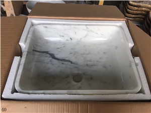 White Marble Square Hotel Bathroom Wash Sinks