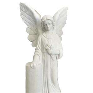 White Natural Marble Cemetery Statue