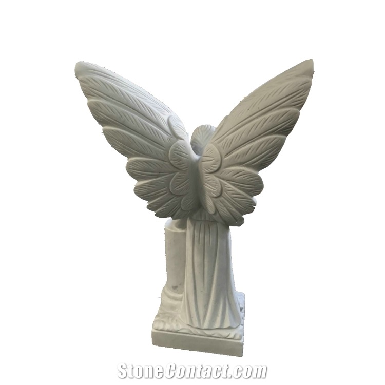 White Natural Marble Cemetery Statue