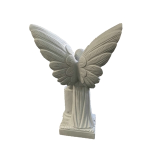 White Natural Marble Cemetery Statue