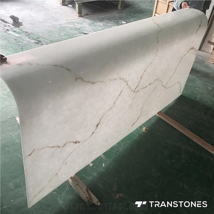White Polished Faux Curved Onyx Wall Panel Slabs