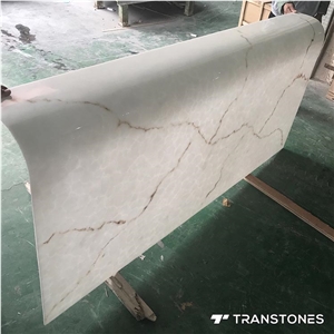 White Polished Faux Curved Onyx Wall Panel Slabs