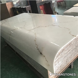 White Polished Faux Curved Onyx Wall Panel Slabs