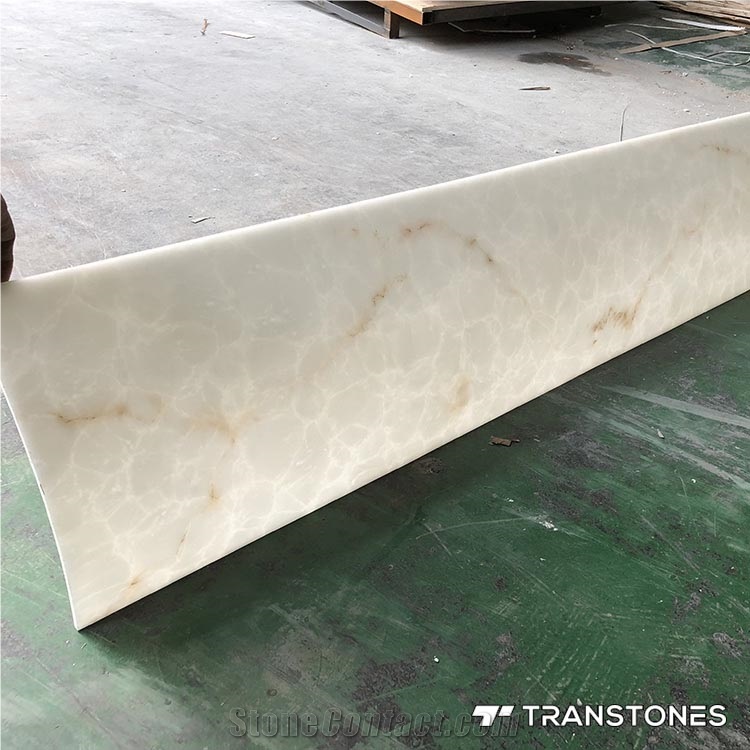White Polished Faux Curved Onyx Wall Panel Slabs