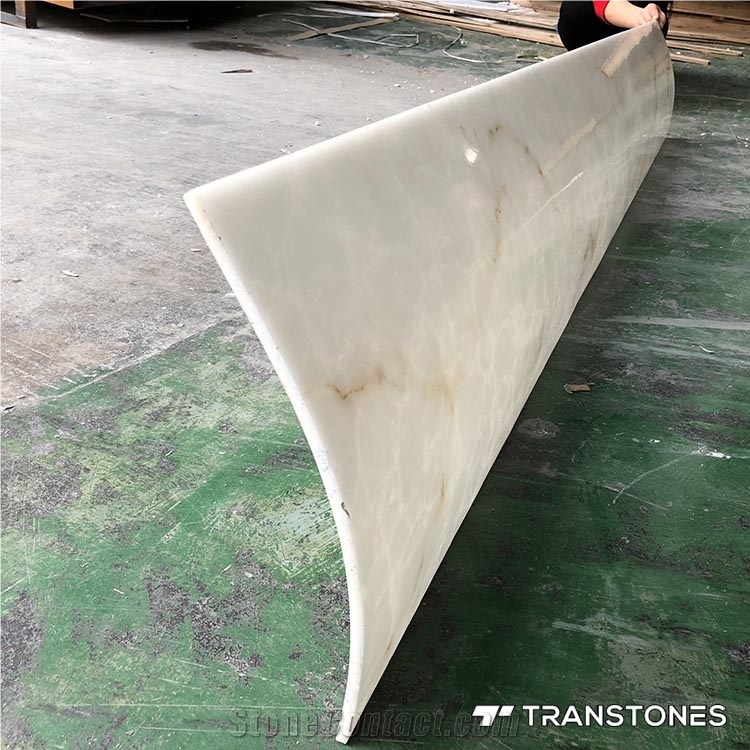 White Polished Faux Curved Onyx Wall Panel Slabs