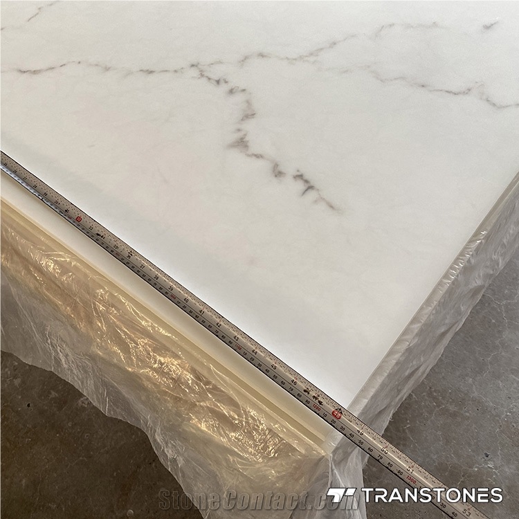 White Polished Faux Onyx Kitchen Wall Panel