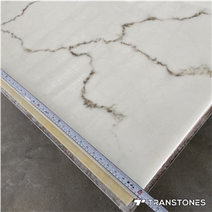White Polished Faux Onyx Kitchen Wall Panel