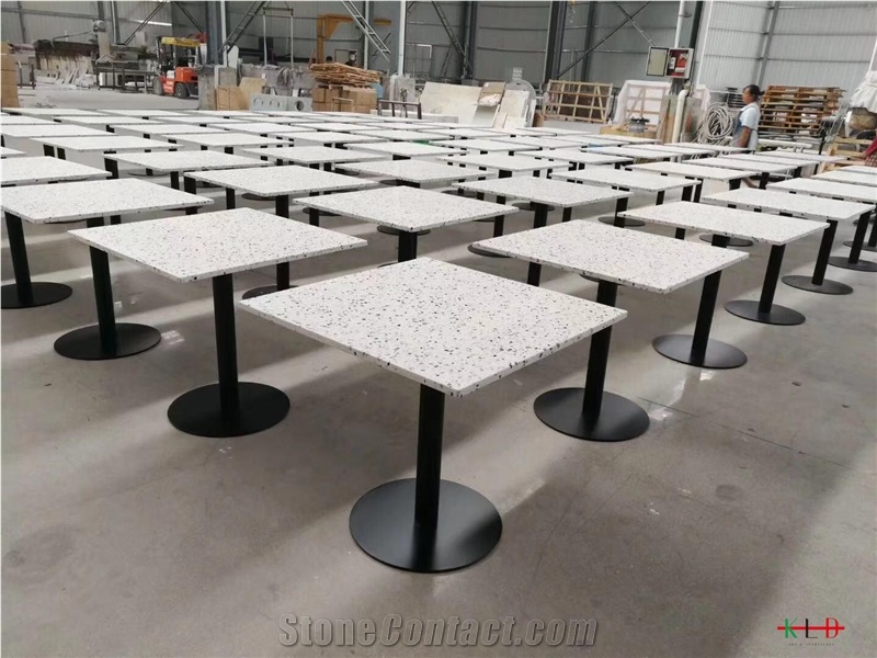White Terrazzo Countertop Square Table