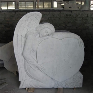 Wisconsin White Granite Headstone with Heart